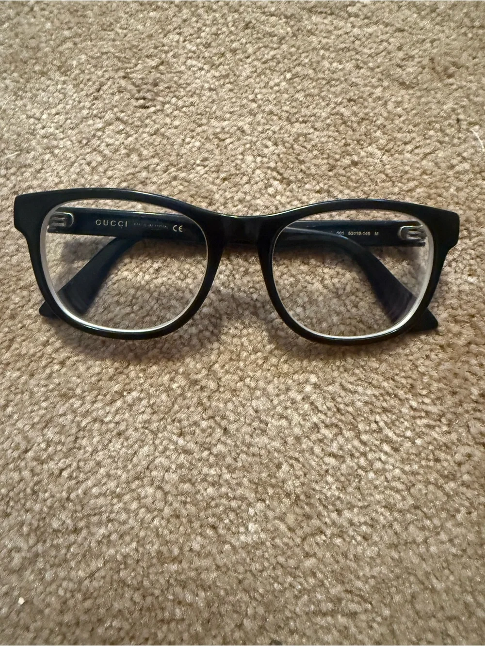 Gucci Black Acetate Men's Eyeglasses - Classic Designer Frame